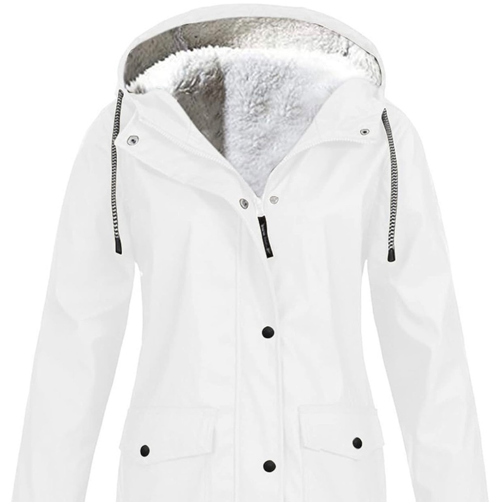 FAVIPT Fleece Lined Raincoat For Women Waterproof With Hood Lightweight